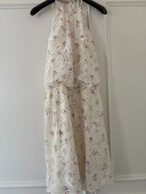 Parker Floral Embroidered Halter Dress | Size Small